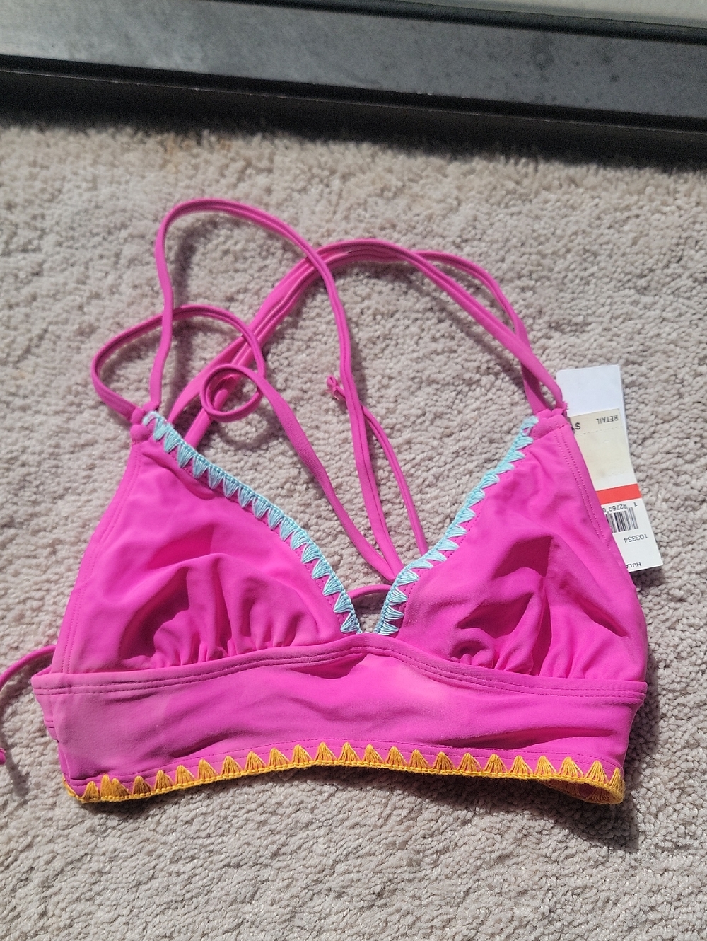Hula Honey Hot Pink Bikini Top with Yellow Accent